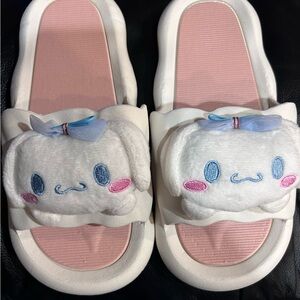 Cute Plush Character Women's Slippers - White and Pink